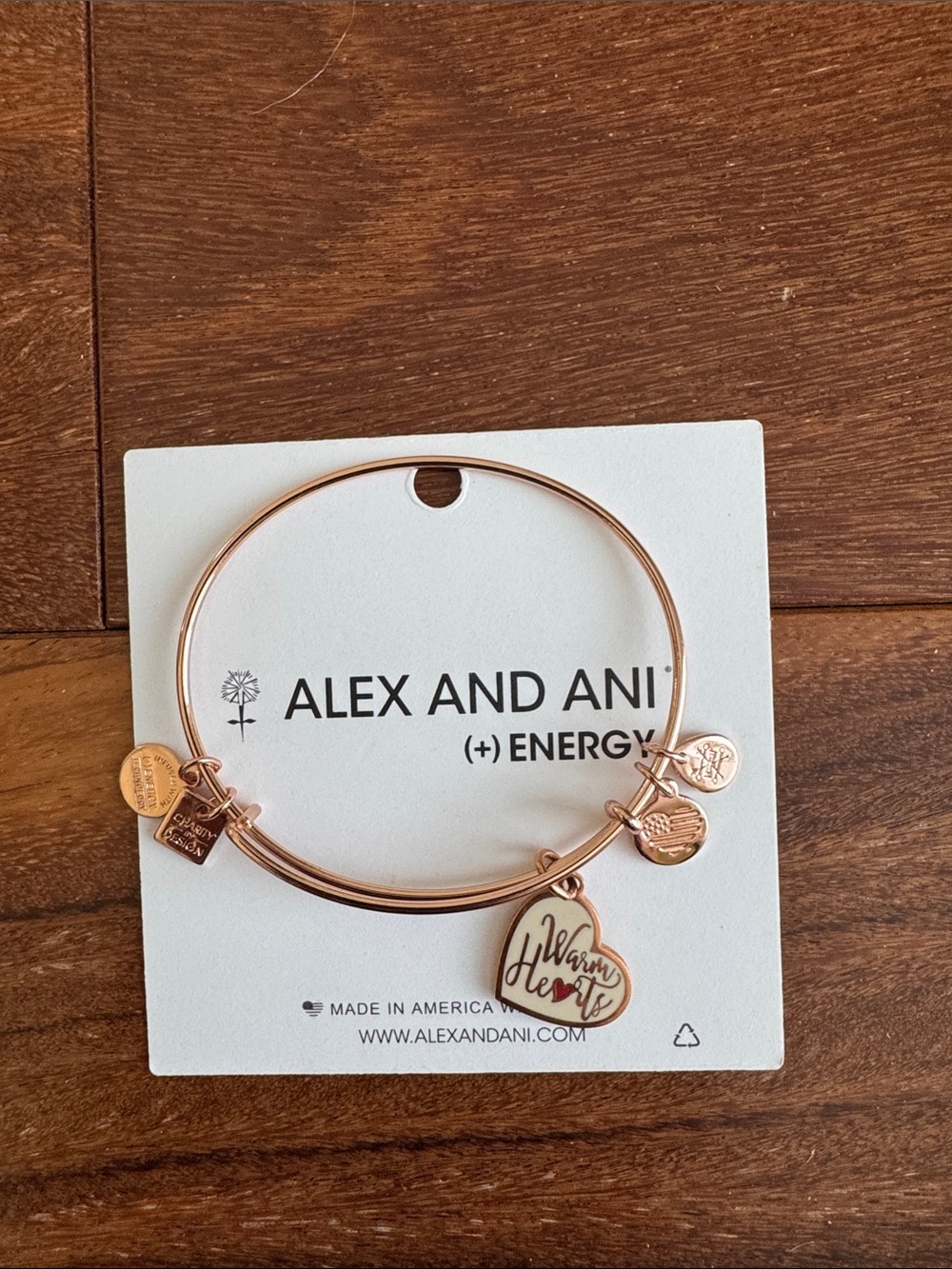 Alex and Ani Rose Gold 'Warm Hearts' Expandable Bangle Bracelet